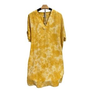 100% Gauze Cotton Hand-Dyed Shift Beach Dress Cover-Up With Pockets XL
